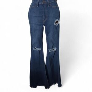 Vibrant M.I.U. Distressed Flare Jeans – Size 3 (25) – Dark Wash High Rise